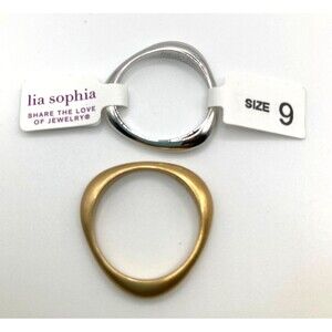 Lia Sophia Opposites Attract Silver & Gold Rings Set (Size 9)